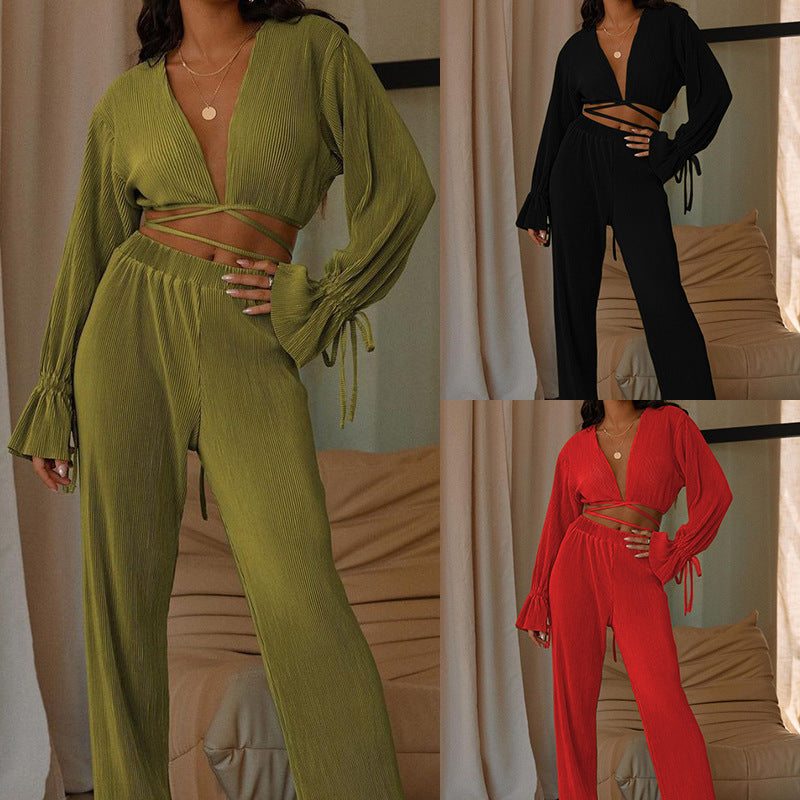 Women's Clothing Solid Color And V-neck Fashion SuitElevate your style game with our Women's Clothing Solid Color And V-neck Fashion Suit! Featuring a sleek solid color design and a flattering V-neck cut, this suit is2 piece Pants setPlush Fashions ShopPlush Fashion ShopClothing Solid Color