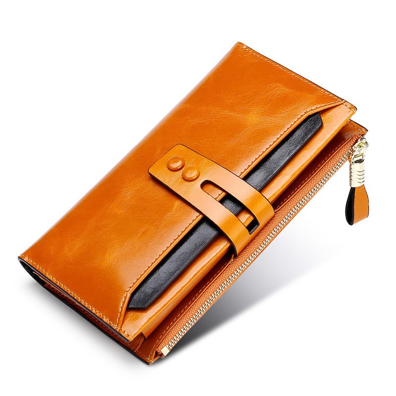 Women's Multi Card Buckle Long Oil Wax Leather WalletsStay organized and stylish with our European and American retro leather wallets. Featuring a soft surface and a convenient draw buckle opening, these mid-length wallHandbagsPlush Fashions ShopPlush Fashion ShopMulti Card Buckle Long Oil Wax Leather Wallets