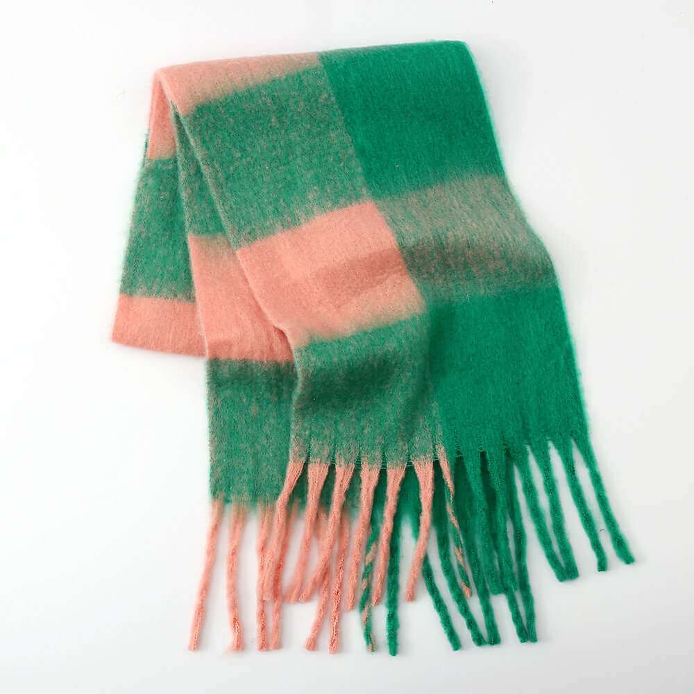 Fringe Contrast Plaid  ScarfWrap yourself in style with our Fringe Contrast Plaid Scarf! Made with 100% polyester, this imported scarf is perfect for any occasion. Measuring 78.7 inches in lengScarvesPlush Fashion ShopPlush Fashion ShopFringe Contrast Plaid Scarf