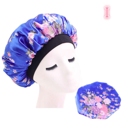 Beauty print Satin silk Bonnet sleep night cap for healthy hair protection.