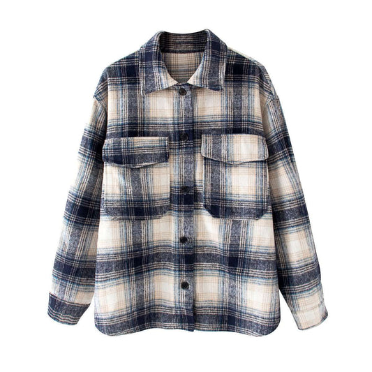 Brushed plaid coat women's clothingUpgrade your wardrobe with our Brushed Plaid Coat! Made with high-quality blended fabric, our coat features a classic grid pattern and a simple yet stylish design. SShirtPlush Fashions ShopPlush Fashion ShopBrushed plaid coat women'