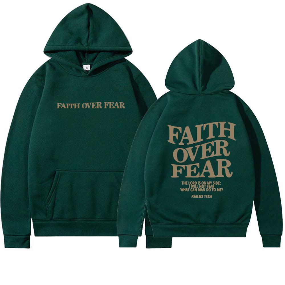 Faith Over Fear Men's And Women's Hoodies SweaterEmbrace your faith with our Faith Over Fear hoodies! Available in multiple colors and sizes, these hoodies feature a stylish letter pattern and top-stitched pockets.SweaterPlush Fashions ShopPlush Fashion ShopFear Men'