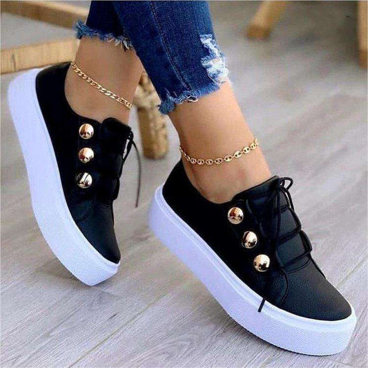 Lace-up Flats Sneakers Women Rivet Casual Shoes For WomenStep out in style with our unique and stylish Lace-up Flats Sneakers! Made with high-quality materials, these shoes offer maximum comfort for your feet. Available insneakersPlush Fashions ShopPlush Fashion ShopFlats Sneakers Women Rivet Casual Shoes