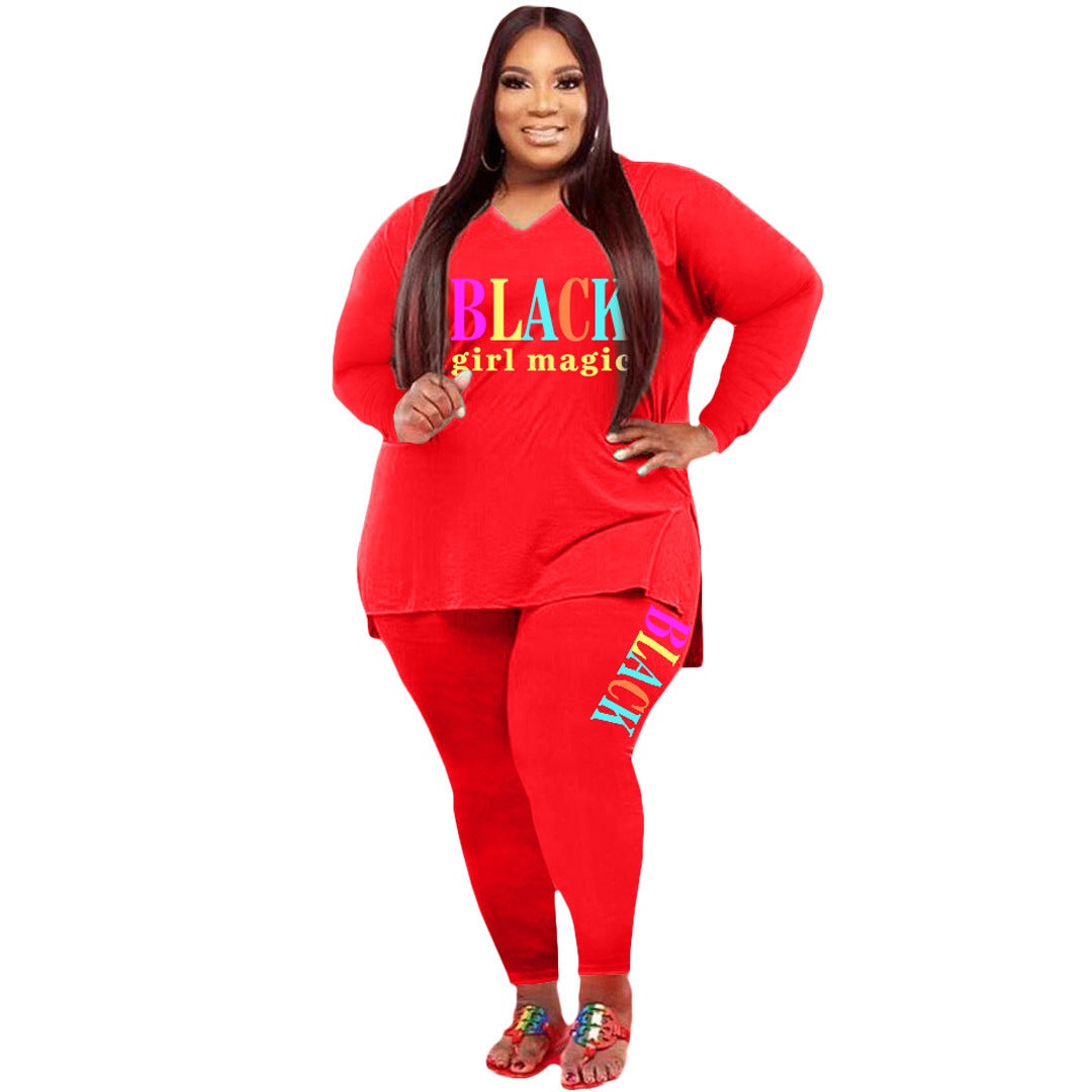 Women's Plus Size Sports And Leisure Printed Two-piece setThis Women's Plus Size Sports And Leisure Printed Two-piece Suit is perfect for active women who want to look stylish and comfortable while working out or lounging. 2 piece Pants setPlush Fashions ShopPlush Fashion ShopSize Sports