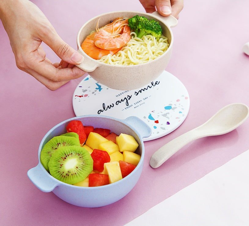 Anti-fall children tablewareElevate mealtime with our Anti-fall children tableware! The Wheat straw double ear bowl, made with natural wheat straw and PP, is durable and heat-resistant (-20°~-1Infant tablewearPlush Fashions ShopPlush Fashion ShopAnti-fall children tableware