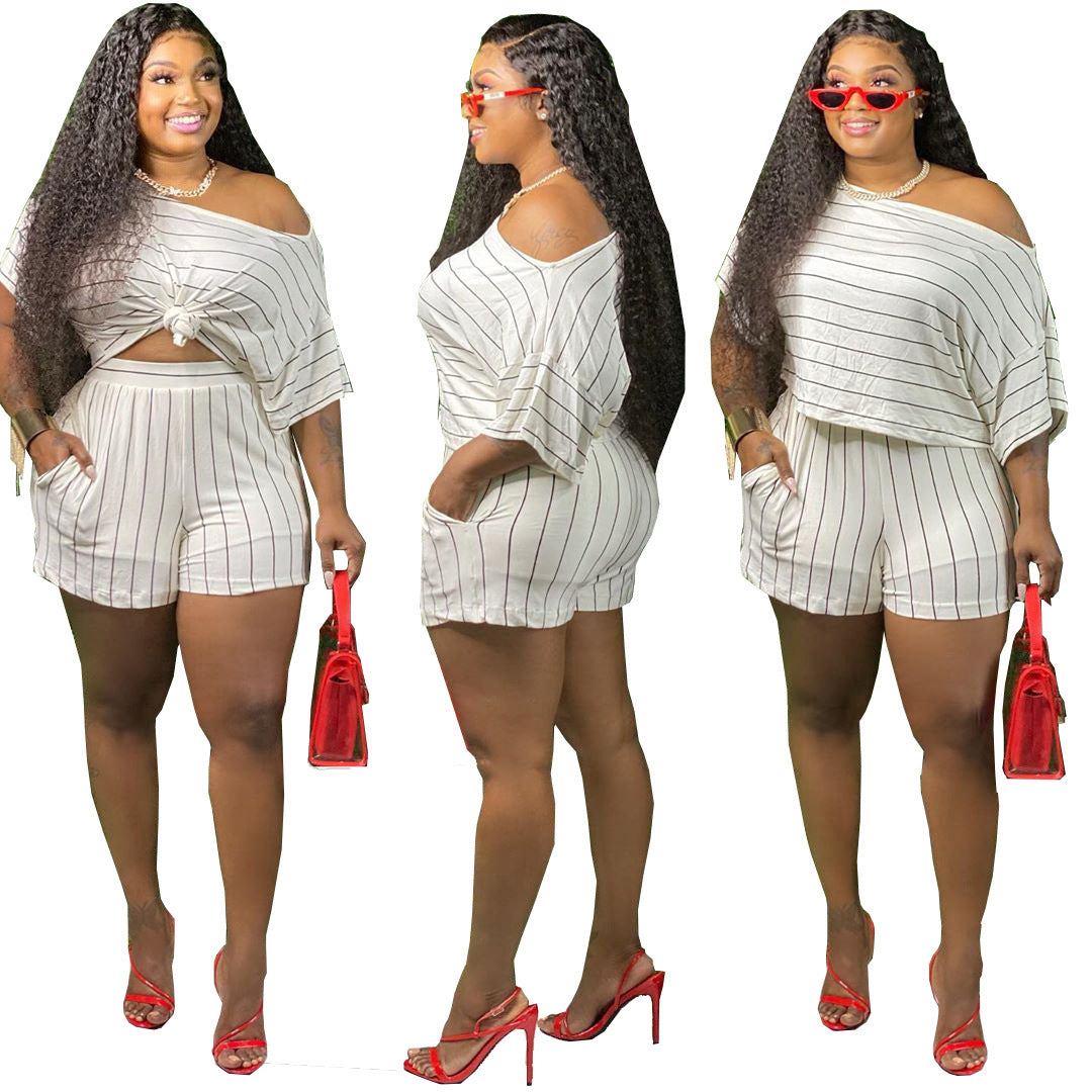 Plus Size Summer ShortsElevate your fashion game with our Fashion Striped Plus Size Summer Shorts! Featuring a trendy striped pattern and made with comfortable cotton blended fabric, this 2 piece short setPlush Fashions ShopPlush Fashion ShopSize Summer Shorts