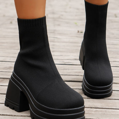 Women's Round Toe Block Heel BootsElevate your style with these Round Toe Block Heel Boots! These high-quality boots are made with durable rubber and woven material, keeping your feet comfortable whiBootsPlush Fashion ShopPlush Fashion ShopRound Toe Block Heel Boots