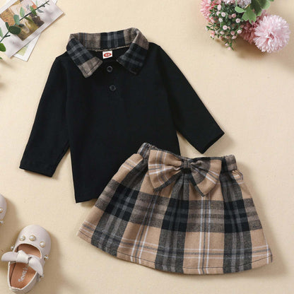 New Children's Long-sleeved Shirt Plaid Skirt SuitTransform your little one's wardrobe with our Ins New Children's Clothing Long-sleeved Shirt Plaid Skirt Suit! Featuring a stylish plaid pattern, this suit exudes a 0Plush Fashions ShopPlush Fashion ShopChildren'