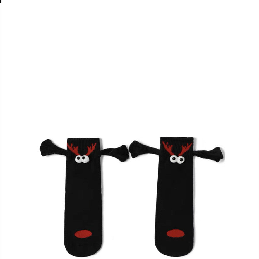 Couple Magnetic Handle Cute Hand Socks with festive design and magnetic grips.