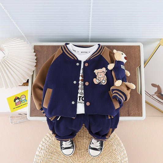 Infant Children's Jacket Three-piece SetGet your little one ready for any occasion with our Infant Children's Jacket Three-piece Set! Made of high-quality cotton, this set includes a blouse, pants, and a cchildren jackets stPlush Fashions ShopPlush Fashion ShopInfant Children'