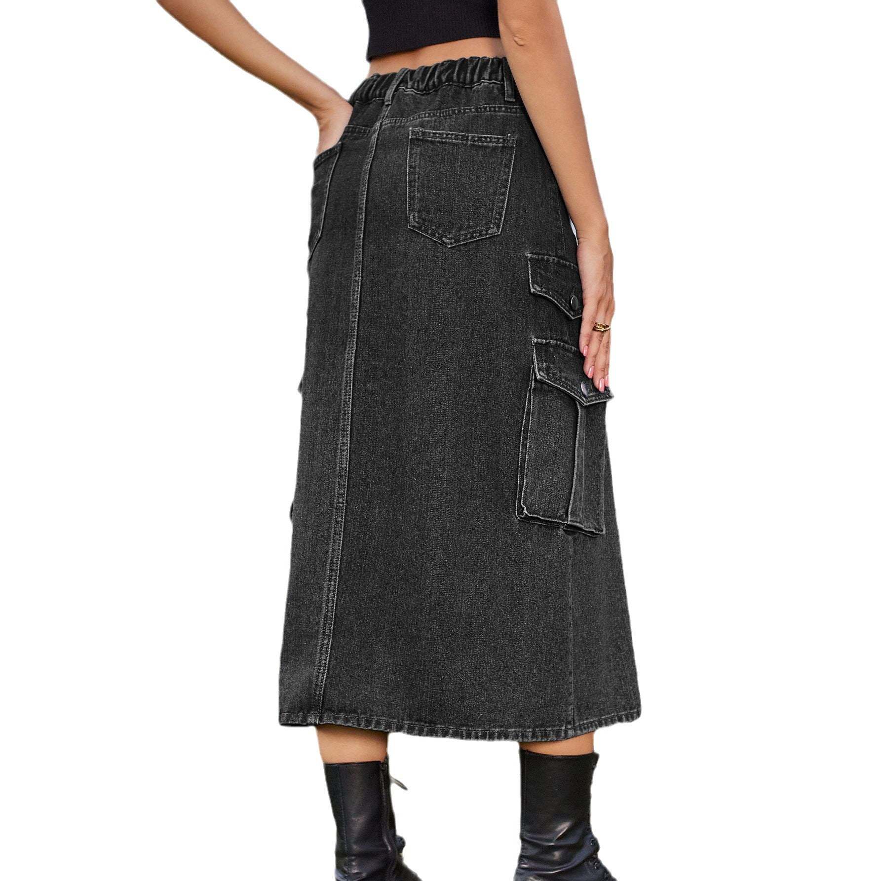 Women's Denim Cargo Casual SkirtThis denim cargo casual skirt is perfect for street style fashion. Made from high-quality denim, it comes in a range of trendy colors to suit any taste. With sizes fSkirtPlush Fashions ShopPlush Fashion ShopDenim Cargo Casual Skirt