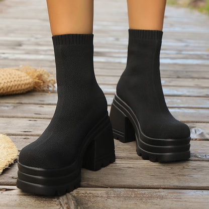 Women's Round Toe Block Heel BootsElevate your style with these Round Toe Block Heel Boots! These high-quality boots are made with durable rubber and woven material, keeping your feet comfortable whiBootsPlush Fashion ShopPlush Fashion ShopRound Toe Block Heel Boots