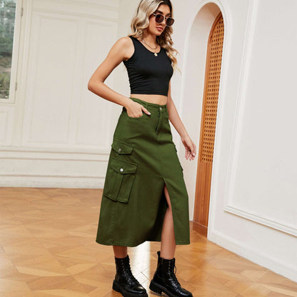 Women's Denim Cargo Casual SkirtThis denim cargo casual skirt is perfect for street style fashion. Made from high-quality denim, it comes in a range of trendy colors to suit any taste. With sizes fSkirtPlush Fashions ShopPlush Fashion ShopDenim Cargo Casual Skirt