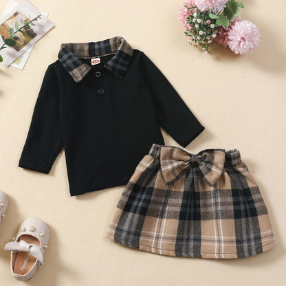 New Children's Long-sleeved Shirt Plaid Skirt SuitTransform your little one's wardrobe with our Ins New Children's Clothing Long-sleeved Shirt Plaid Skirt Suit! Featuring a stylish plaid pattern, this suit exudes a 0Plush Fashions ShopPlush Fashion ShopChildren'