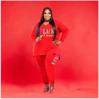 Women's Plus Size Sports And Leisure Printed Two-piece setThis Women's Plus Size Sports And Leisure Printed Two-piece Suit is perfect for active women who want to look stylish and comfortable while working out or lounging. 2 piece Pants setPlush Fashions ShopPlush Fashion ShopSize Sports