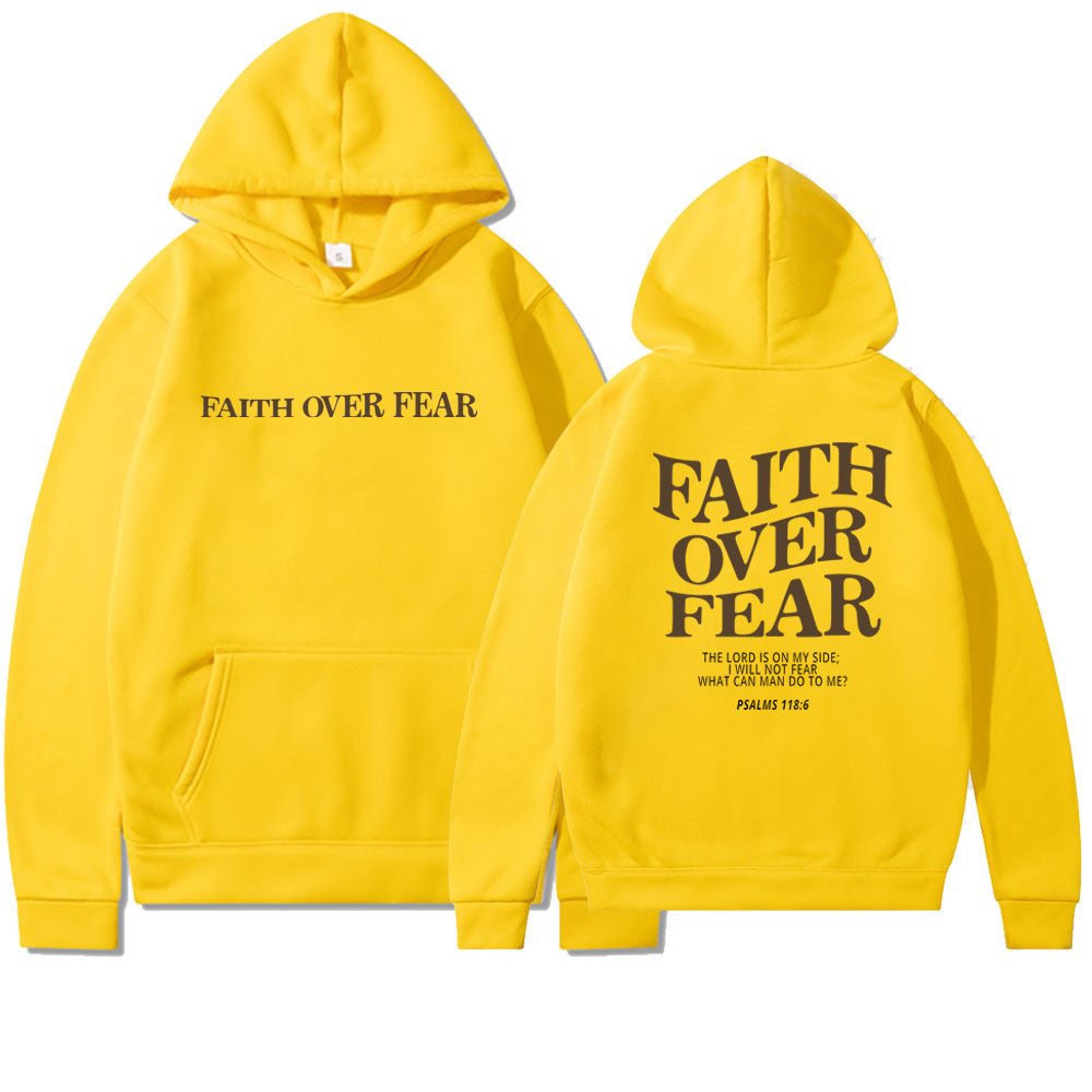 Faith Over Fear Men's And Women's Hoodies SweaterEmbrace your faith with our Faith Over Fear hoodies! Available in multiple colors and sizes, these hoodies feature a stylish letter pattern and top-stitched pockets.SweaterPlush Fashions ShopPlush Fashion ShopFear Men'