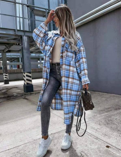 New Style Lengthened Plaid Shirt Women's ClothingExperience style and comfort with our New Style Lengthened Plaid Shirt! Made from 30%-50% cotton, this shirt features a classic check pattern and long sleeves for a ShirtPlush Fashions ShopPlush Fashion ShopStyle Lengthened Plaid Shirt Women'