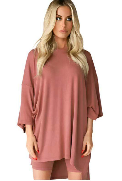 Women's Clothing Fashion Solid Color Loose T-shirt Tight ShortsElevate your wardrobe with our Women's Clothing Fashion Solid Color T-shirt and Shorts set. Made with high-quality viscose fiber, this outfit is not only comfortable2 piece setPlush Fashions ShopPlush Fashion ShopClothing Fashion Solid Color Loose