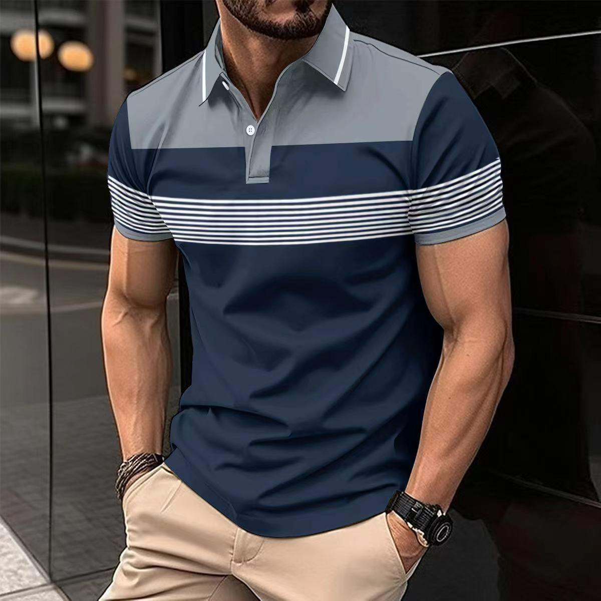 Men's Casual V-neck Button Business Striped All-matching Polot ShirtElevate your casual style with our Men's Casual V-neck Button Business Striped Polo Shirt! Available in gray, khaki, green, white, and navy blue, our shirt features Men's Polo ShirtsPlush Fashions ShopPlush Fashion Shop-neck Button Business Striped