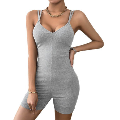 Women's Fashionable Elegant Slim-fit Solid Color Suspender JumpsuitStep into summer with the Women's Fashionable Elegant Slim-fit Solid Color Suspender Jumpsuit from Plush Fashions Shop Vintage Summer Spice. Made from cool silk cottJumperPlush Fashions ShopPlush Fashion ShopWomen'