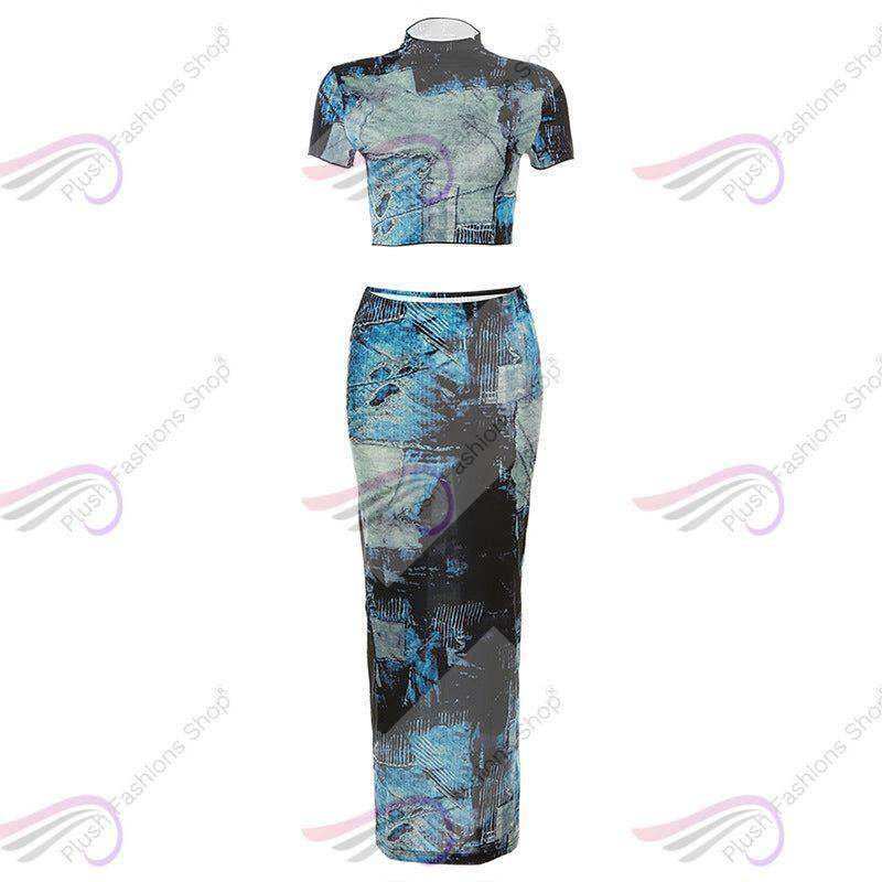 Women's Fashion Round Neck Midriff-baring T-shirt High Waist Hip SkirtTransform your street style with our Women's Fashion Round Neck Midriff-baring T-shirt High Waist Hip Skirt Bottoming Casual Suit! This unique ensemble features an a2 piece skirt setPlush Fashions ShopPlush Fashion ShopWomen'