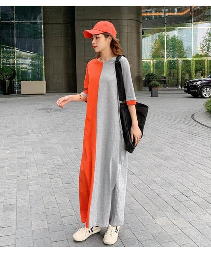 Women's Fashion Casual Cotton Colorblock Loose T-Shirt DressRevamp your wardrobe with our Women's Fashion Casual Cotton Colorblock Loose T-Shirt Dress. Made from lightweight polyester fiber, this orange-gray, green gray, and DressPlush Fashions ShopPlush Fashion ShopFashion Casual Cotton Colorblock Loose