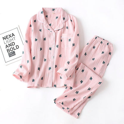 Womens Pajamas With Cotton Double Layer GauzeGet cozy and comfortable with our Womens Pajamas! Made with cotton double-layer gauze, these pajamas provide the perfect balance of softness and breathability. Stay PajamasPlush Fashions ShopPlush Fashion ShopCotton Double Layer Gauze