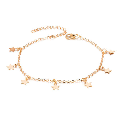 Simple Star Fashion Anklet JewelryIntroducing the Simple Star Fashion Anklet Jewelry, the perfect addition to any wardrobe. Made with high-quality alloy and electroplating technology, this anklet boaJewelryPlush Fashions ShopPlush Fashion ShopSimple Star Fashion Anklet Jewelry