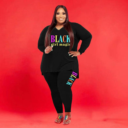 Women's Plus Size Sports And Leisure Printed Two-piece setThis Women's Plus Size Sports And Leisure Printed Two-piece Suit is perfect for active women who want to look stylish and comfortable while working out or lounging. 2 piece Pants setPlush Fashions ShopPlush Fashion ShopSize Sports