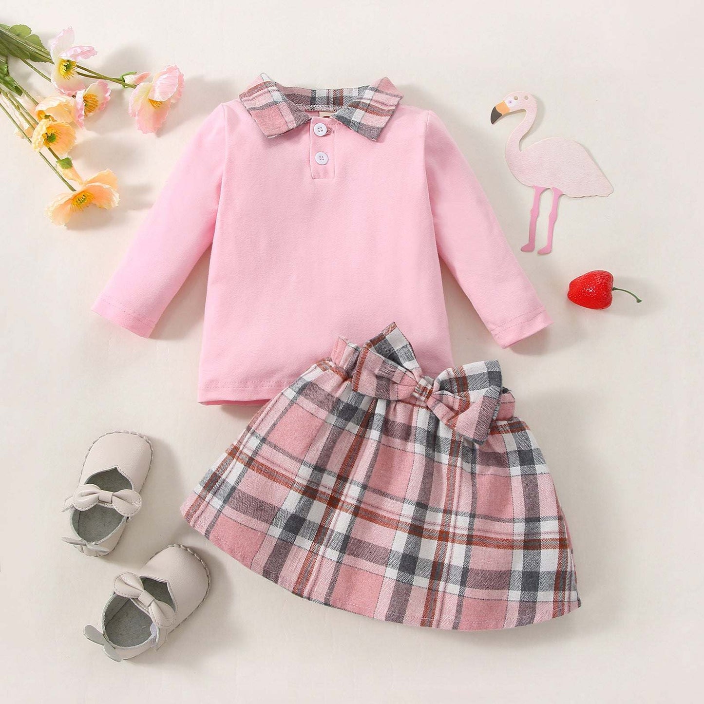 New Children's Long-sleeved Shirt Plaid Skirt SuitTransform your little one's wardrobe with our Ins New Children's Clothing Long-sleeved Shirt Plaid Skirt Suit! Featuring a stylish plaid pattern, this suit exudes a 0Plush Fashions ShopPlush Fashion ShopChildren'