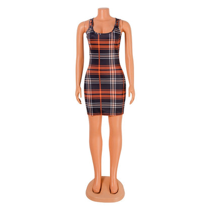 Womens Sleeveless Plaid Vest DressUnleash your inner fashionista with our Womens Sleeveless Plaid Vest Dress! Made with soft milk silk and lined with Spandex, this dress offers both comfort and stylePlush Fashions ShopPlush Fashion ShopWomens Sleeveless Plaid Vest Dress