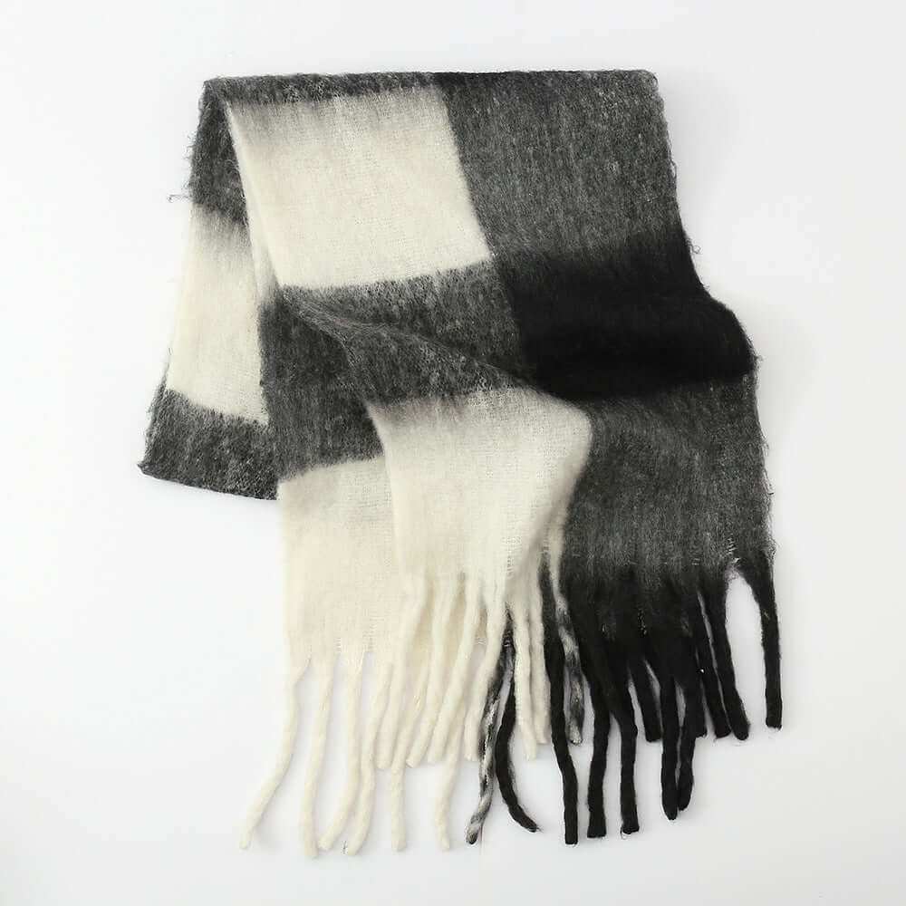 Fringe Contrast Plaid  ScarfWrap yourself in style with our Fringe Contrast Plaid Scarf! Made with 100% polyester, this imported scarf is perfect for any occasion. Measuring 78.7 inches in lengScarvesPlush Fashion ShopPlush Fashion ShopFringe Contrast Plaid Scarf