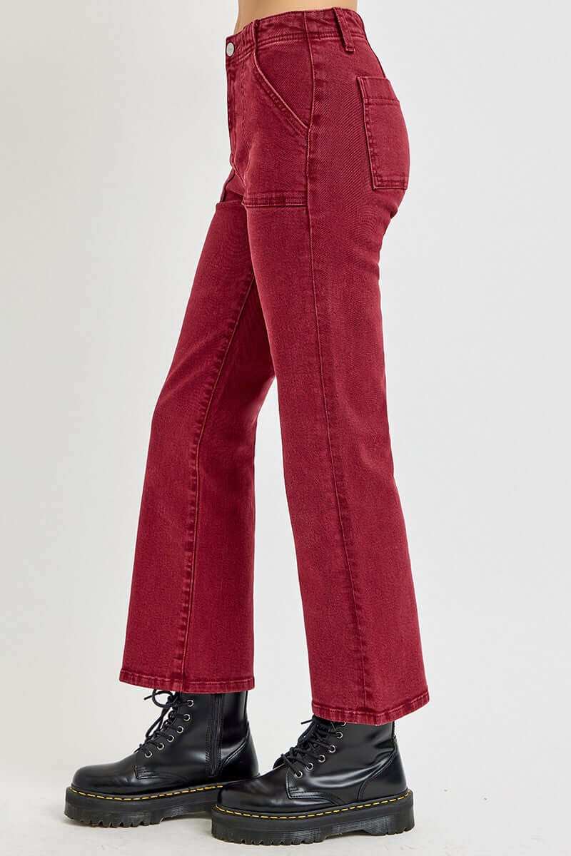 Women's  High Rise Straight Jeans with Patch PocketsElevate your style with RISEN High Rise Straight Jeans! The unique pocket design adds functionality and flair to this classic look. The high-waisted design shapes yoPantsPlush Fashion ShopPlush Fashion ShopRISEN Full Size High Rise Straight Jeans