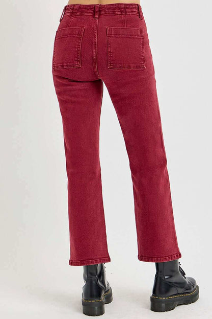 Women's  High Rise Straight Jeans with Patch PocketsElevate your style with RISEN High Rise Straight Jeans! The unique pocket design adds functionality and flair to this classic look. The high-waisted design shapes yoPantsPlush Fashion ShopPlush Fashion ShopRISEN Full Size High Rise Straight Jeans