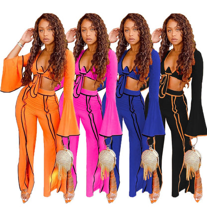 New Fall Women's Clothing Personalized Line Wide Leg Sports SuitStep up your workout game with our New Fall Women's Clothing Personalized Line Wide Leg Sports Suit! Comes in four vibrant colors: orange, black, Rose Red, and Blue.2 piece Pants setPlush Fashions ShopPlush Fashion ShopClothing Personalized Line Wide Leg Sports Suit