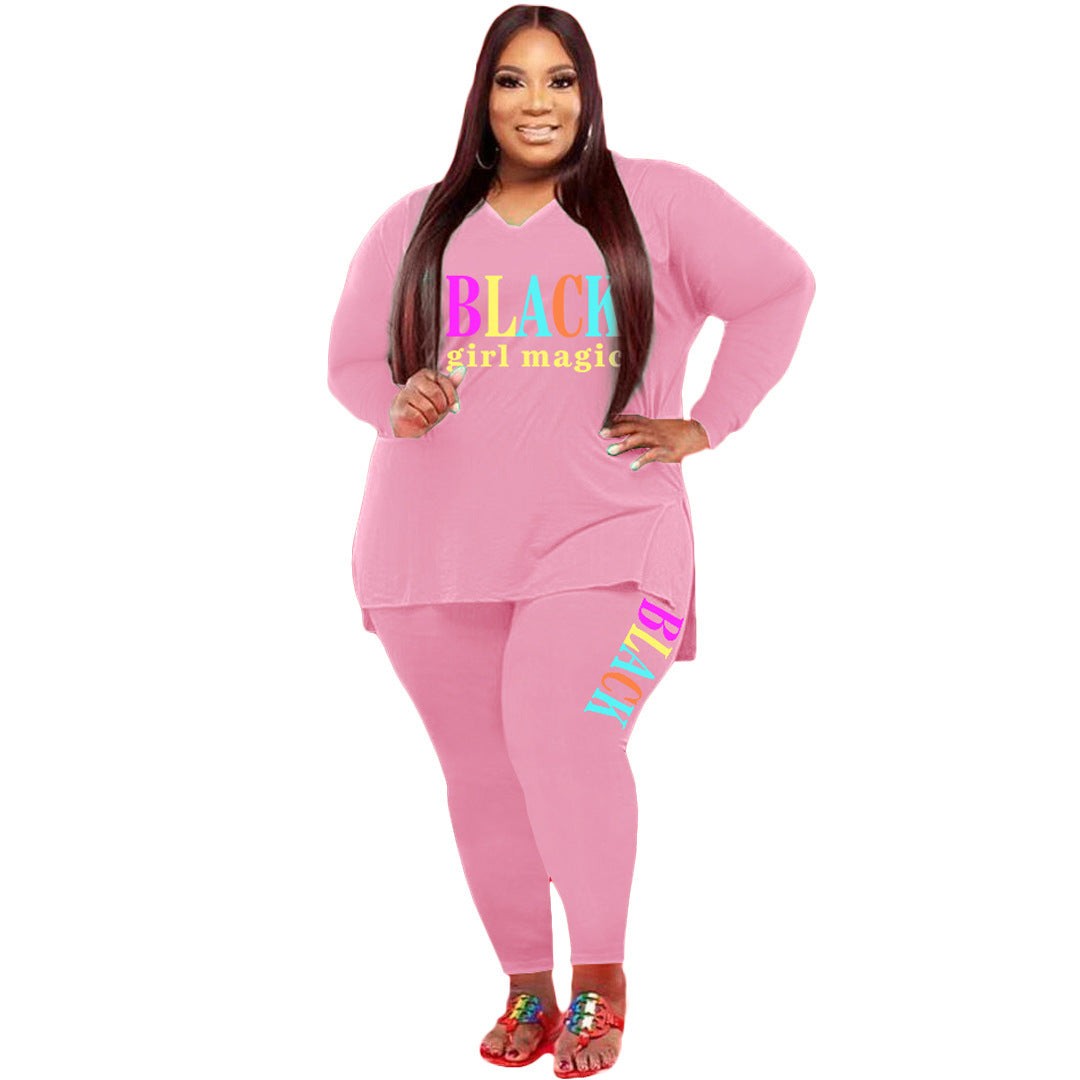 Women's Plus Size Sports And Leisure Printed Two-piece setThis Women's Plus Size Sports And Leisure Printed Two-piece Suit is perfect for active women who want to look stylish and comfortable while working out or lounging. 2 piece Pants setPlush Fashions ShopPlush Fashion ShopSize Sports