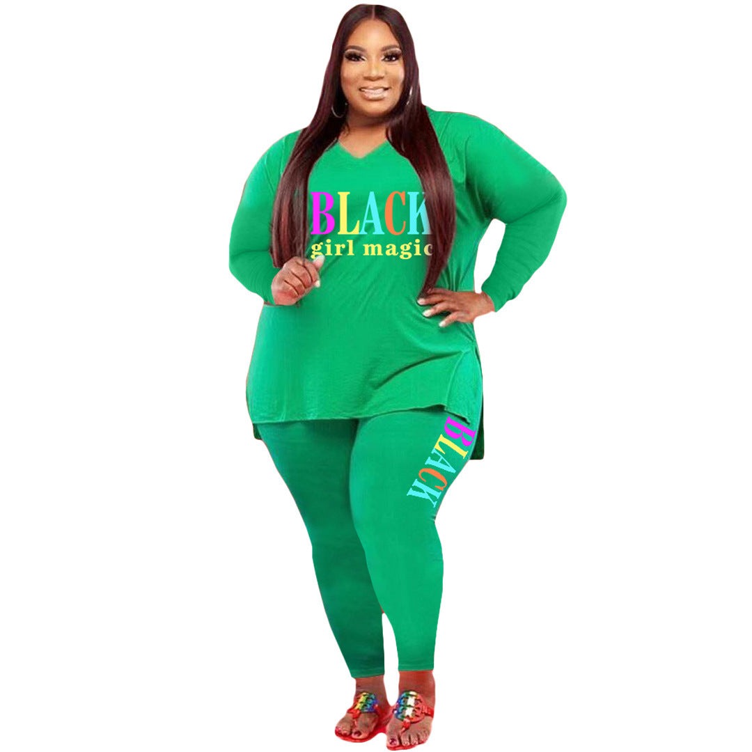 Women's Plus Size Sports And Leisure Printed Two-piece setThis Women's Plus Size Sports And Leisure Printed Two-piece Suit is perfect for active women who want to look stylish and comfortable while working out or lounging. 2 piece Pants setPlush Fashions ShopPlush Fashion ShopSize Sports