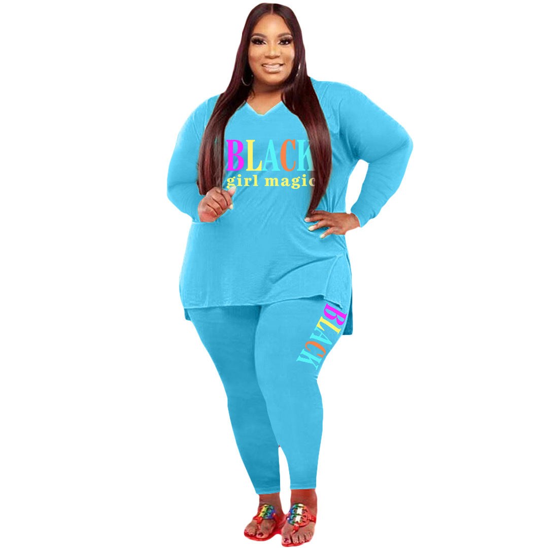 Women's Plus Size Sports And Leisure Printed Two-piece setThis Women's Plus Size Sports And Leisure Printed Two-piece Suit is perfect for active women who want to look stylish and comfortable while working out or lounging. 2 piece Pants setPlush Fashions ShopPlush Fashion ShopSize Sports