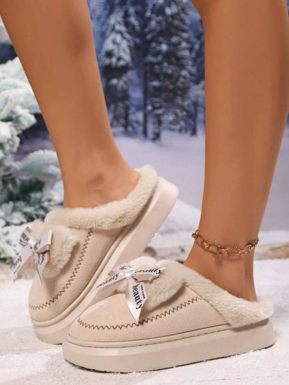 Bow Suede Platform Plush SlippersWrap your feet in luxury with our Bow Suede Platform Plush Slippers. The soft suede material and platform design provide ultimate comfort, while the stylish bow addsSlippersPlush Fashion ShopPlush Fashion ShopBow Suede Platform Plush Slippers